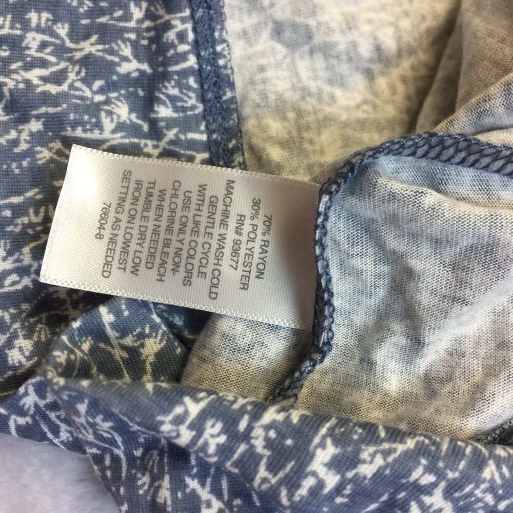 New! Liz Claiborne Blouse Tank Top L Womans Blue Printed Sleeveless Stretch - Picture 13 of 16